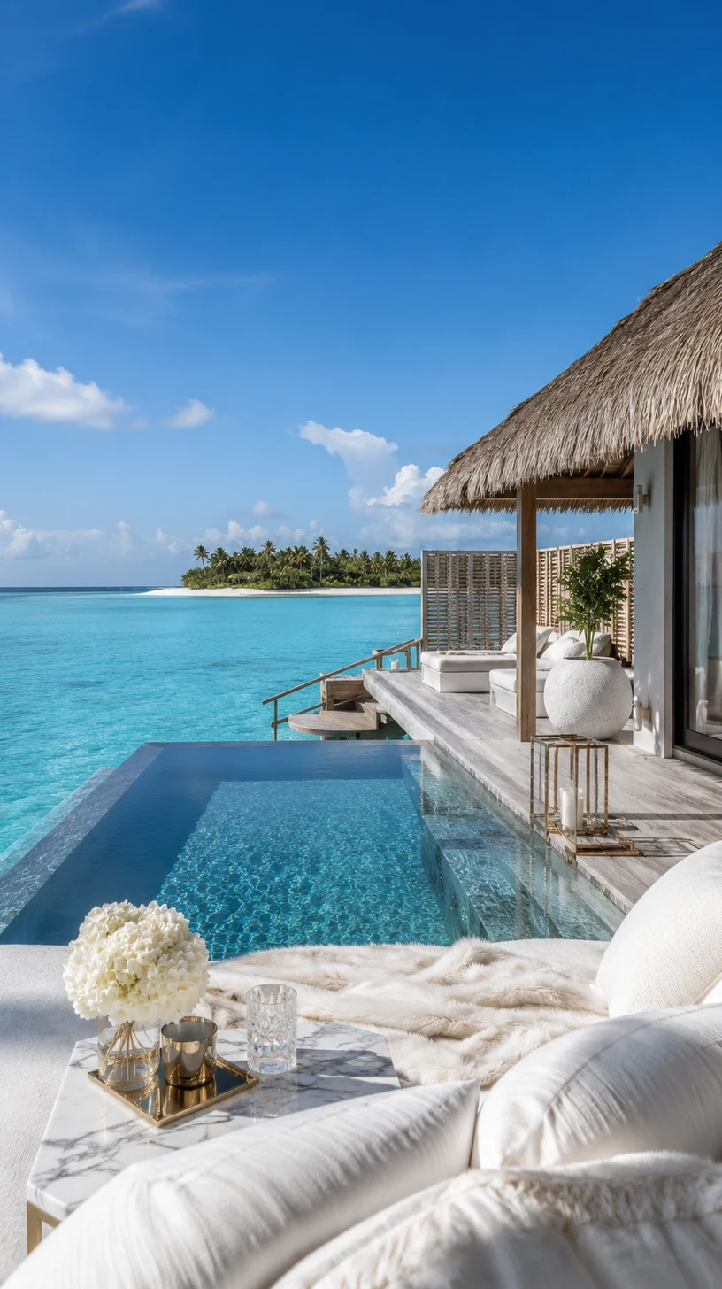 Luxus-Overwater-Villa auf saphirblauem Ozean