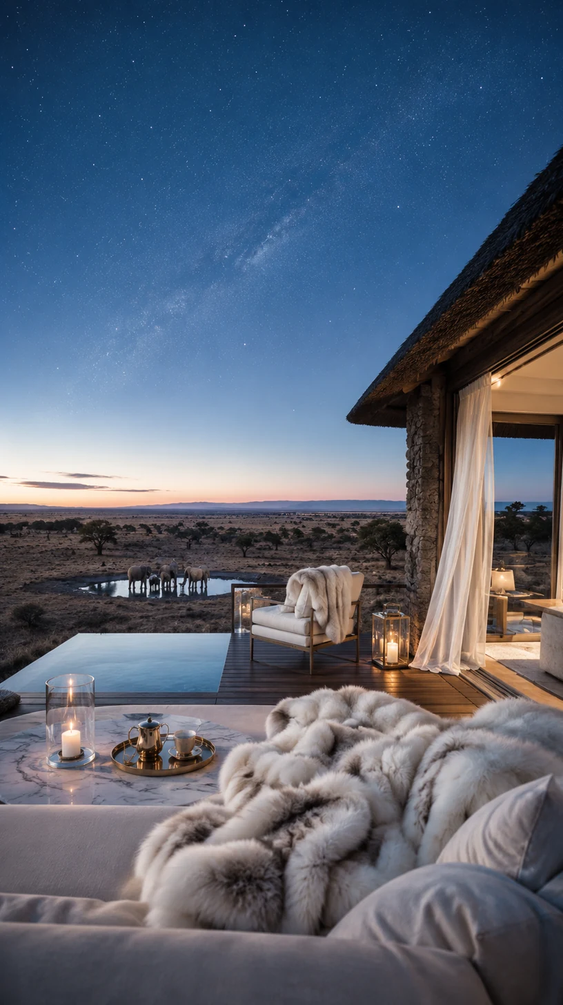 Safari-Lodge unter Sternenhimmel mit Premium-Komfort